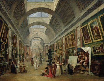 Zicht op de Grote Galerij van het Louvre, 1796 door Hubert Robert